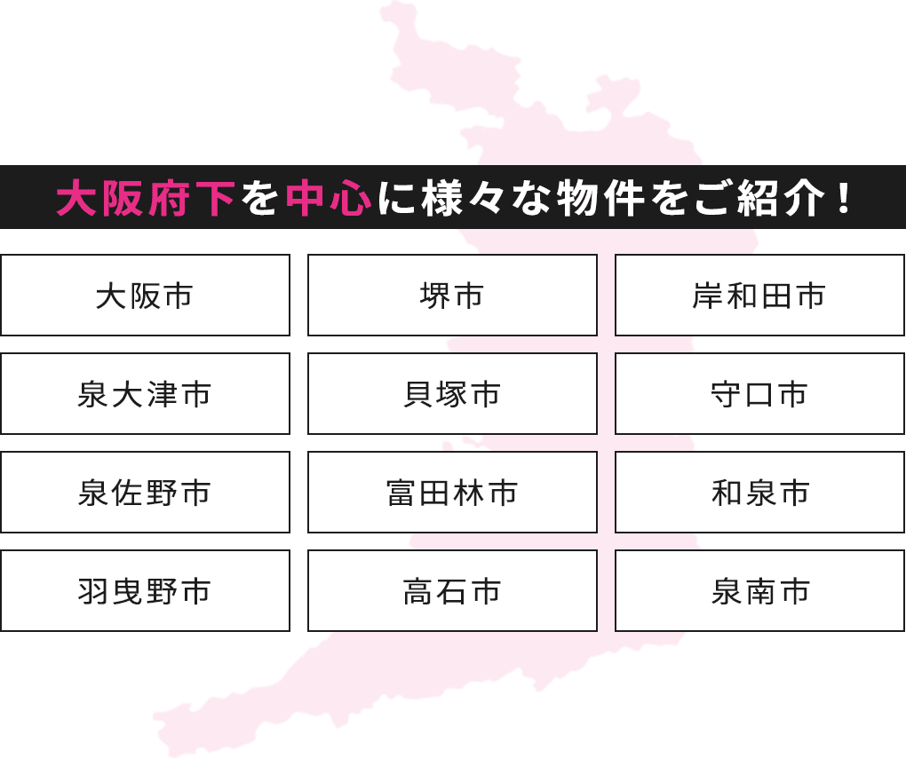 大阪府下を中心に様々な物件をご紹介！